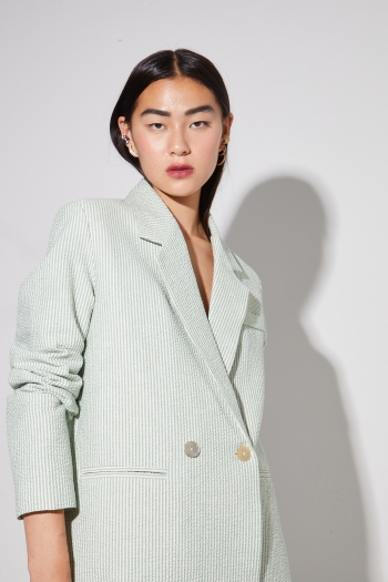 Blazer Ema, rayures gaufrées vertes fabriqué en Italie