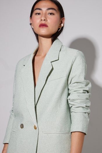 Blazer Ema, rayures gaufrées vertes fabriqué en Italie