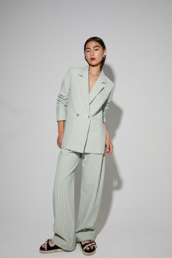 Blazer Ema, rayures gaufrées vertes fabriqué en Italie
