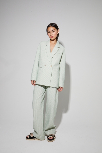 Blazer Ema, rayures gaufrées vertes fabriqué en Italie