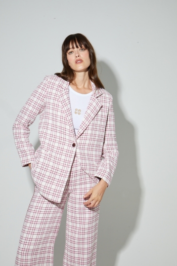 Blazer Jimmy Carreaux Pink, fabriqué en Italie