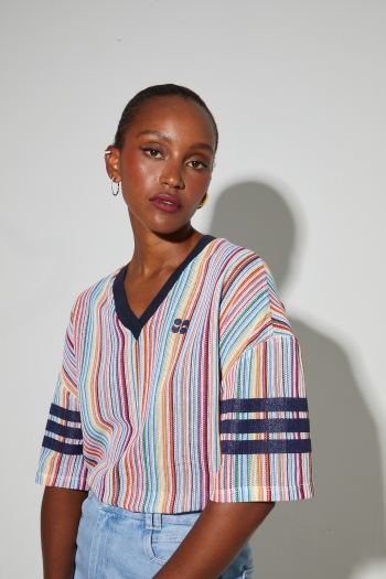 Blouse Billy Tricot italien rayures colorful