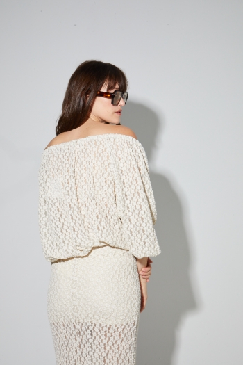 Blouse Giulia Flower dentelle naturel fabriquée en Italie