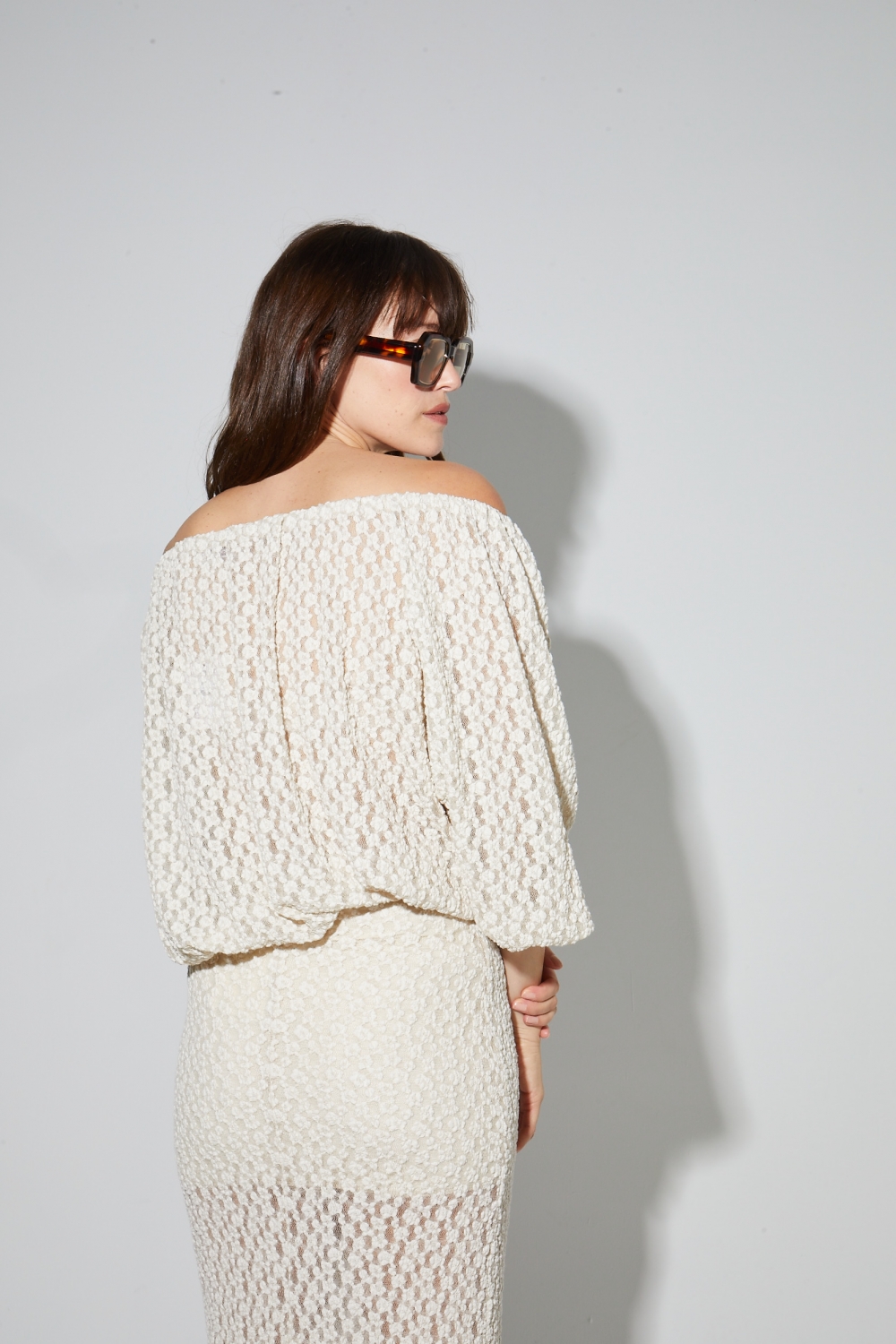 Blouse Giulia Flower dentelle naturel fabriquée en Italie