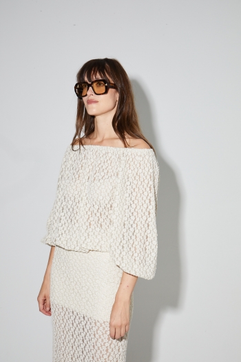 Blouse Giulia Flower dentelle naturel fabriquée en Italie
