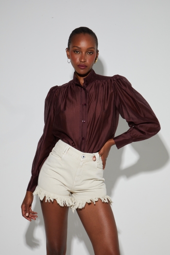 Chemise Anais voile bordeaux fabriquée en Italie