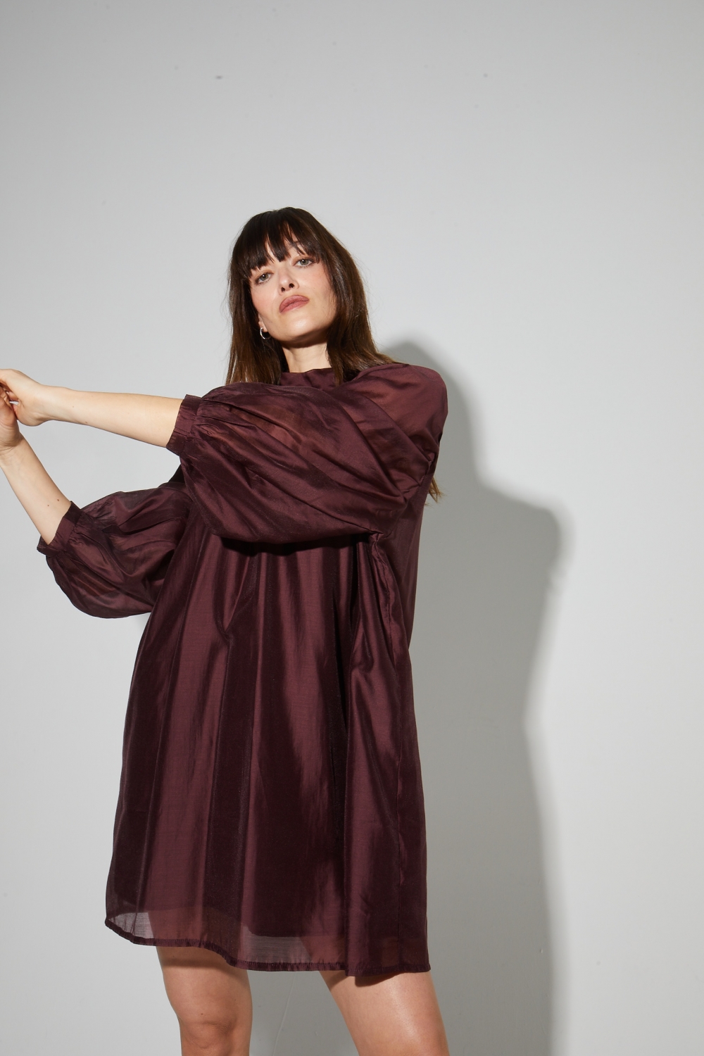 Ilona-jurk in chocoladebruin, gemaakt in Italië