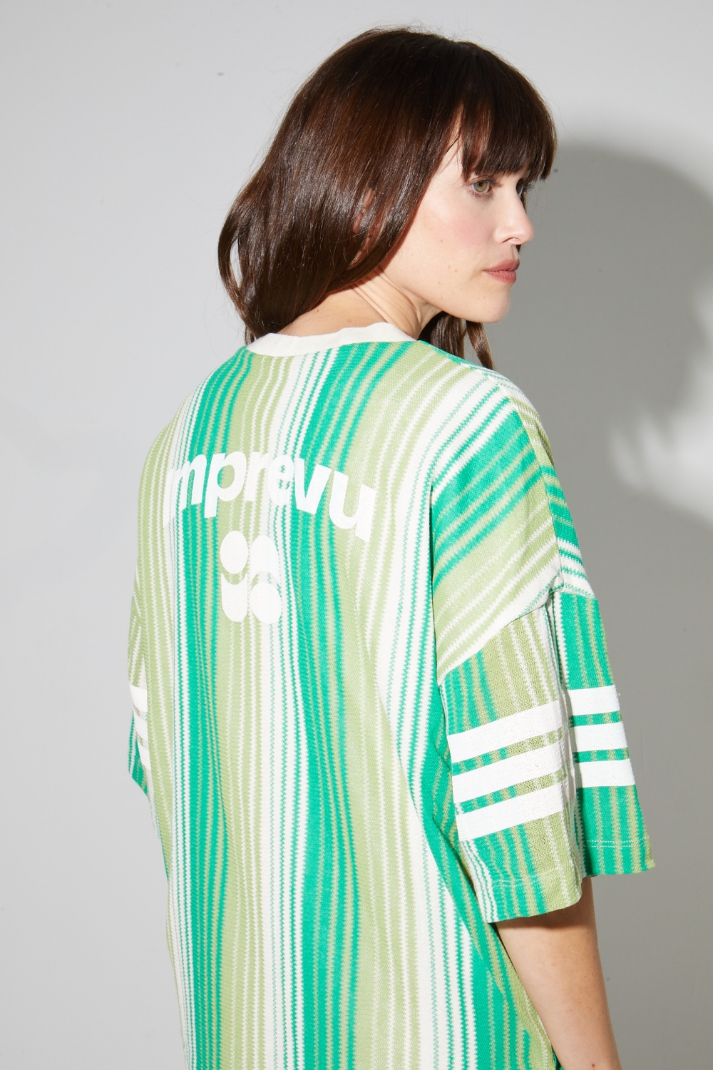 Jody-jurk van Italiaans tricot met groene strepen