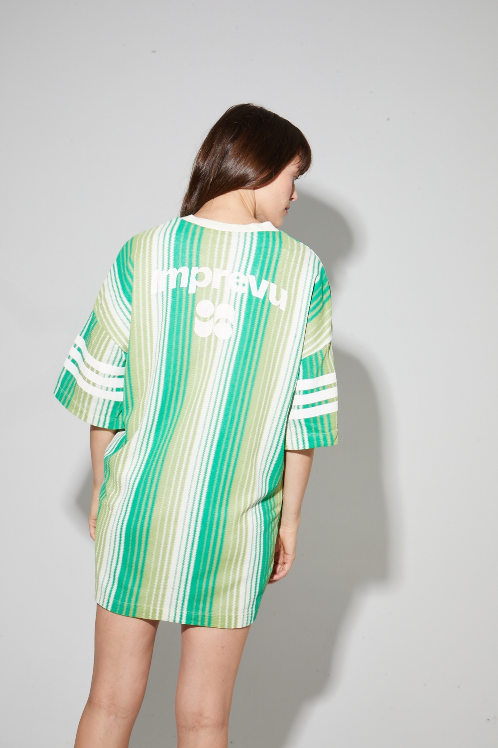 Jody-jurk van Italiaans tricot met groene strepen