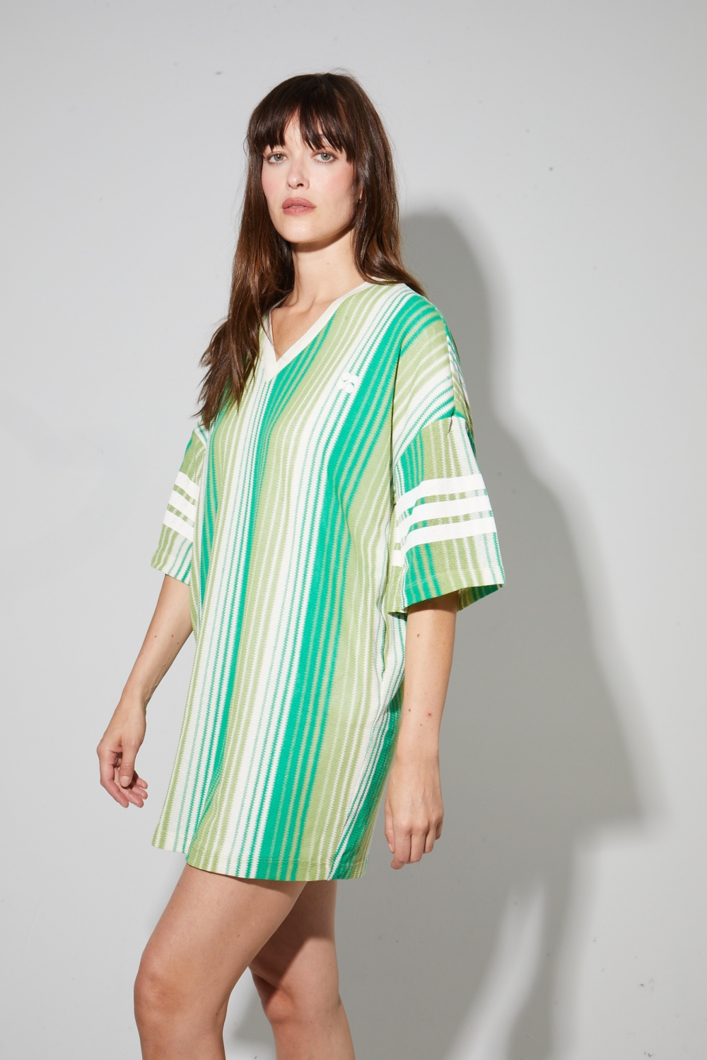 Jody-jurk van Italiaans tricot met groene strepen