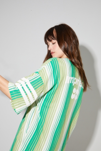 Jody-jurk van Italiaans tricot met groene strepen