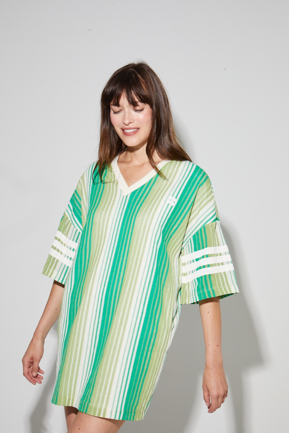 Jody-jurk van Italiaans tricot met groene strepen