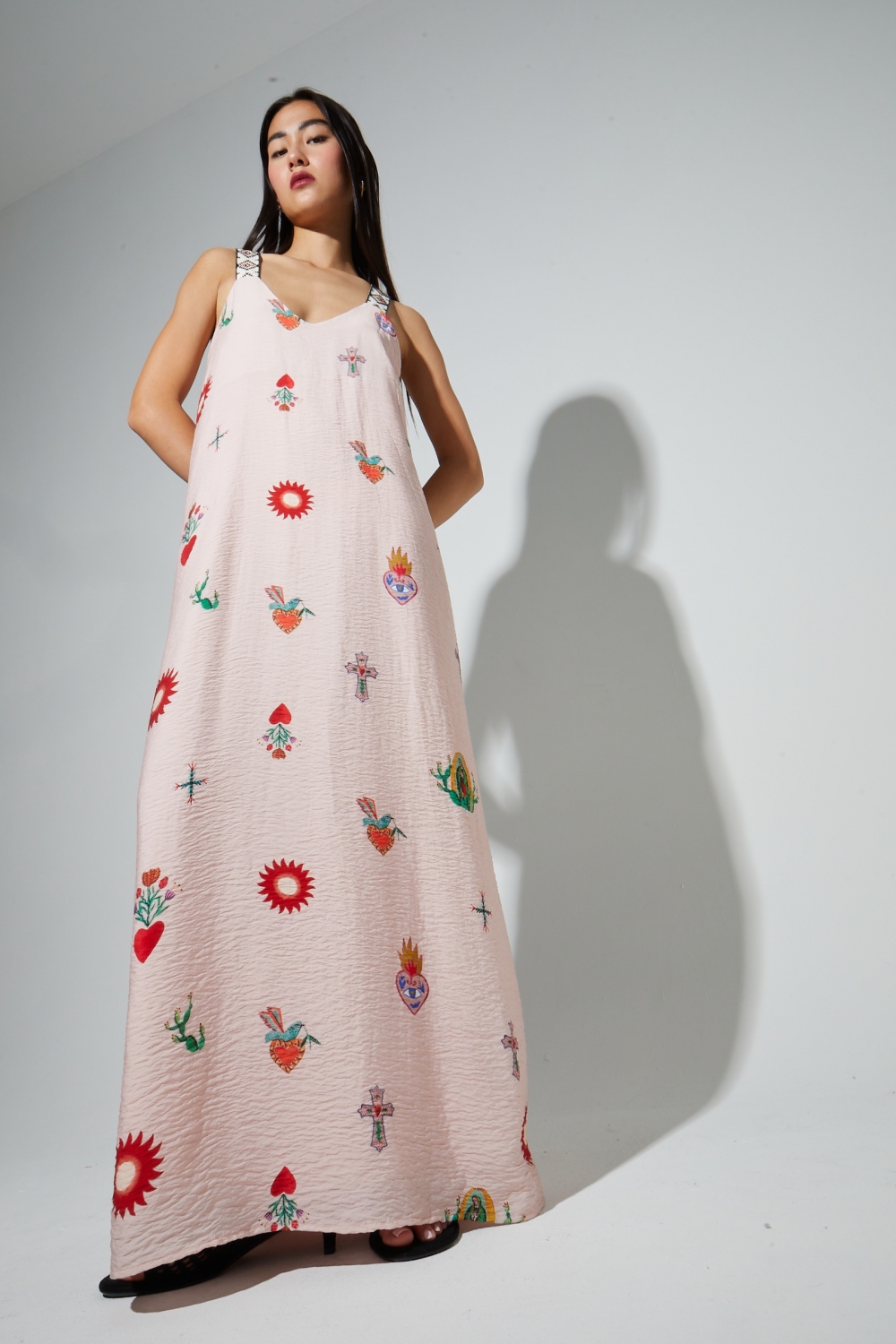 Maxi-jurk met Madone-print, gemaakt in Portugal