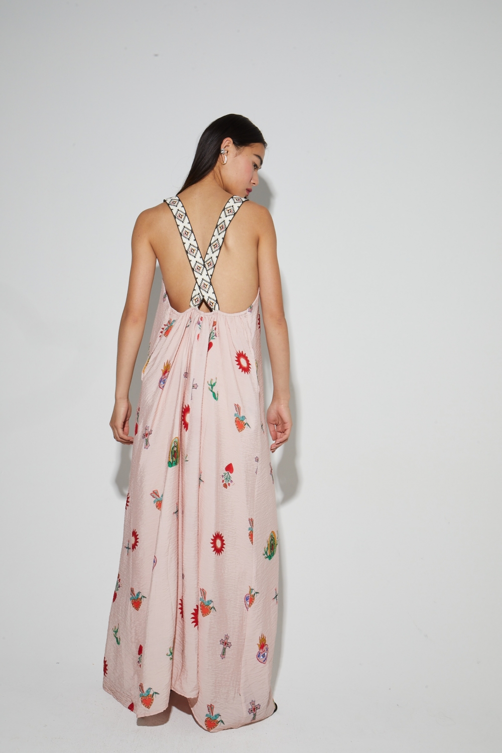 Maxi-jurk met Madone-print, gemaakt in Portugal