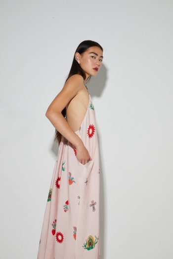 Maxi-jurk met Madone-print, gemaakt in Portugal