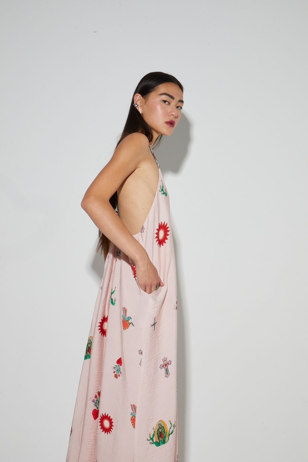Maxi-jurk met Madone-print, gemaakt in Portugal