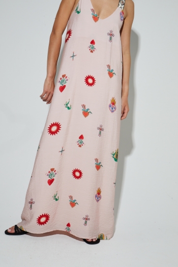 Maxi-jurk met Madone-print, gemaakt in Portugal