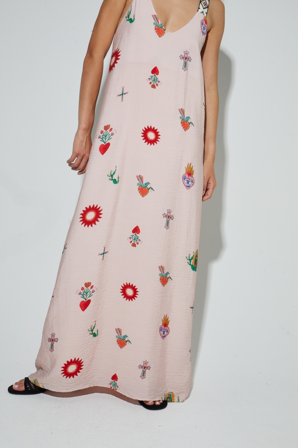 Maxi-jurk met Madone-print, gemaakt in Portugal