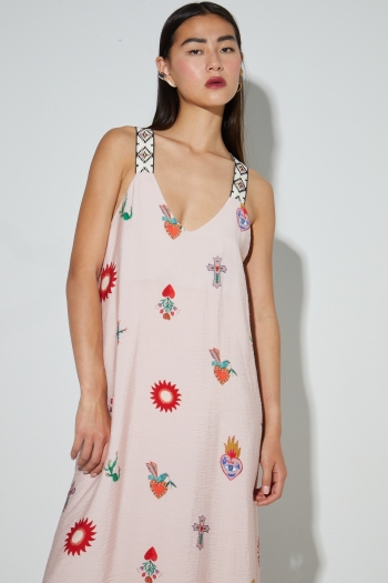 Maxi-jurk met Madone-print, gemaakt in Portugal