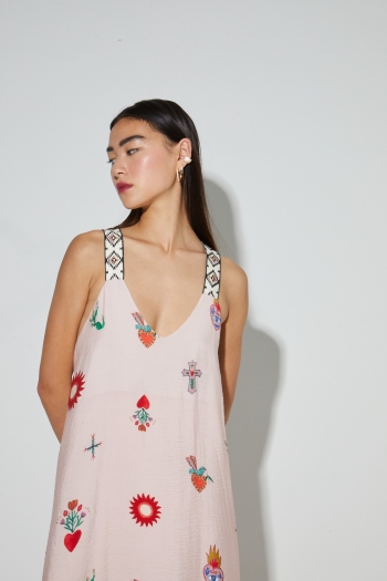 Maxi-jurk met Madone-print, gemaakt in Portugal