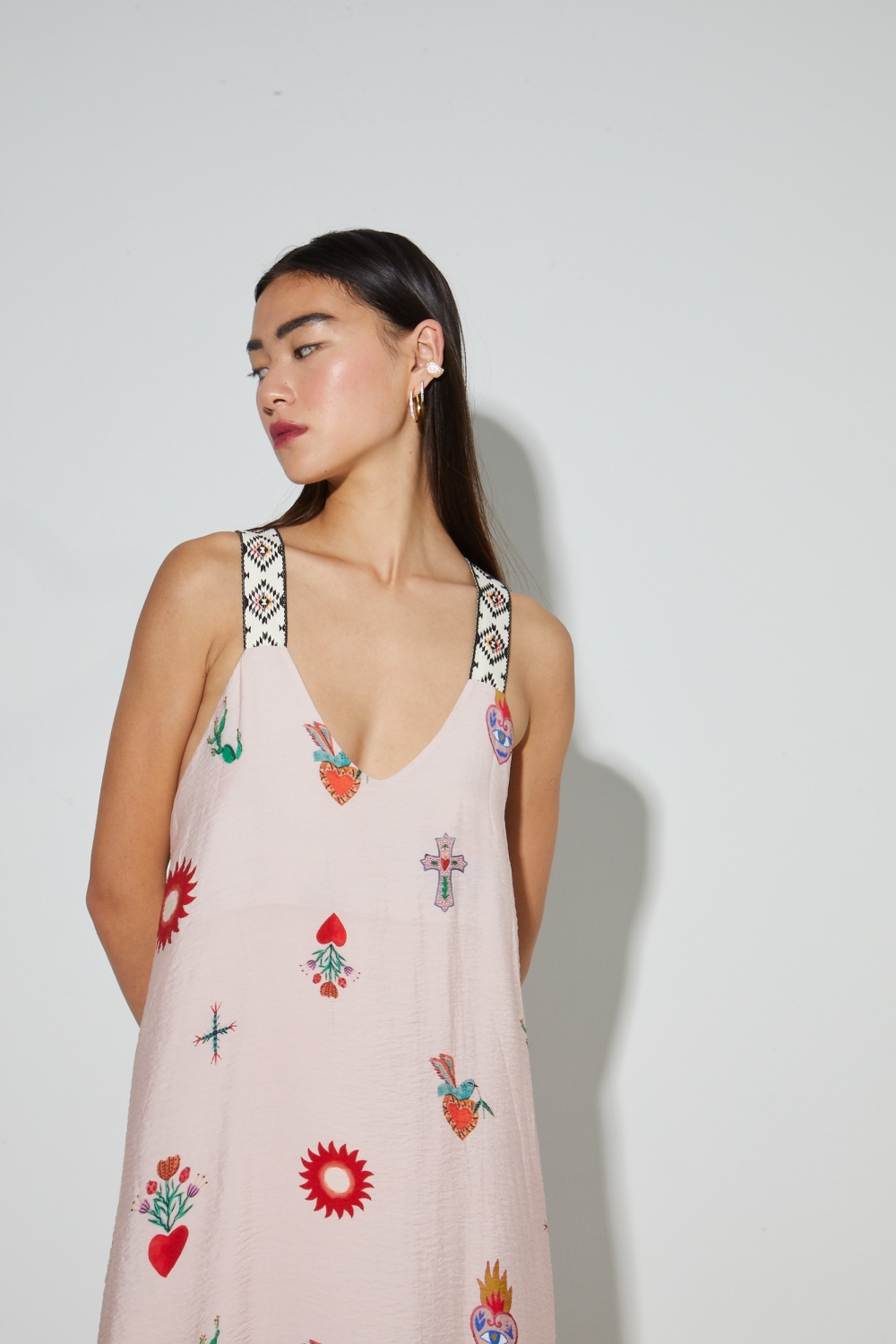 Maxi-jurk met Madone-print, gemaakt in Portugal