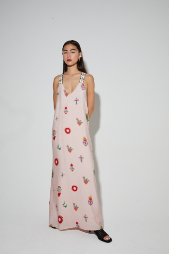 Maxi-jurk met Madone-print, gemaakt in Portugal