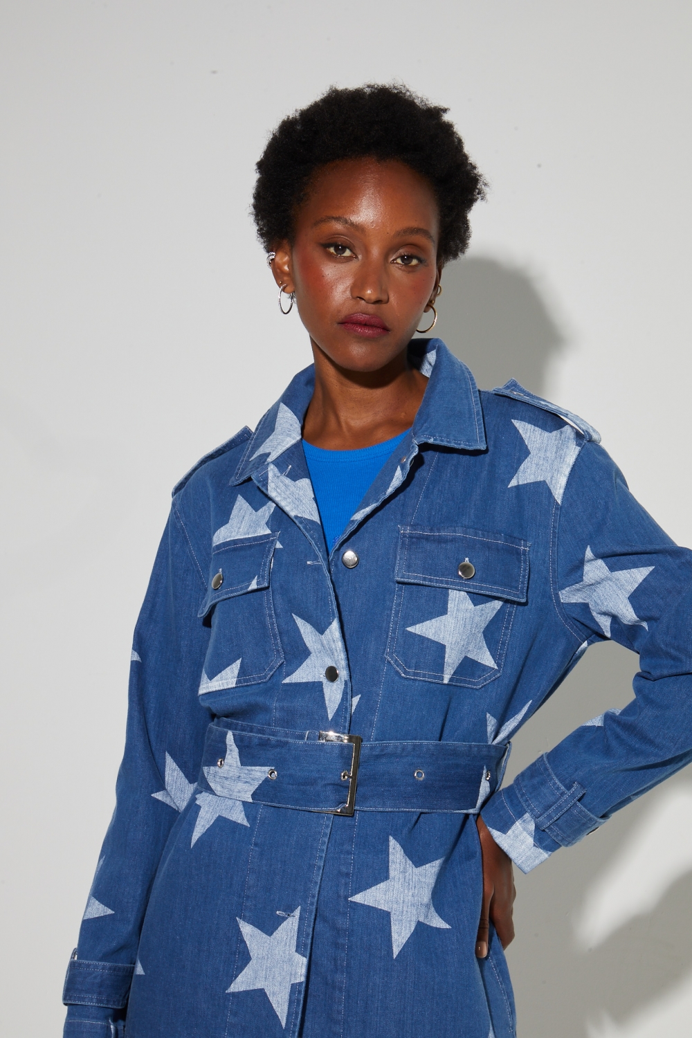 Wally-jas in workwear-stijl, met sterrenprint, gemaakt in Italië
