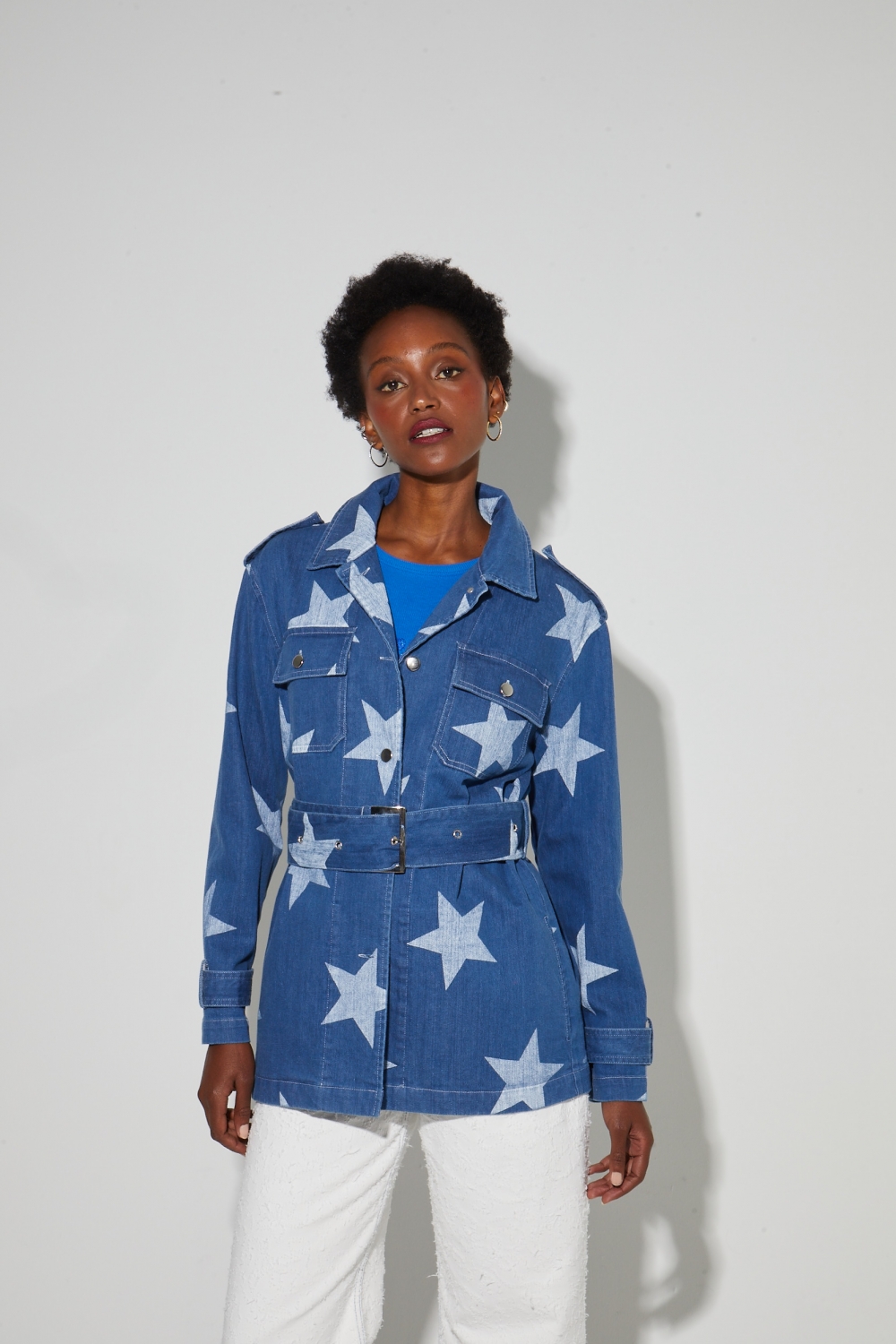 Wally-jas in workwear-stijl, met sterrenprint, gemaakt in Italië