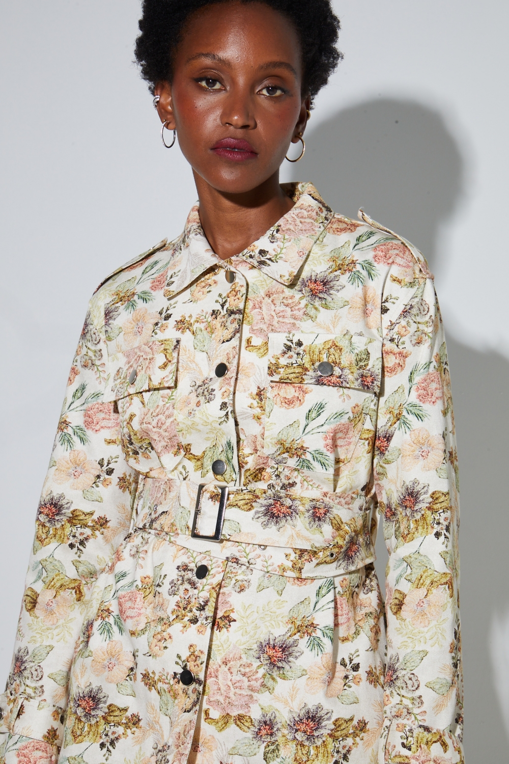 Veste Wally esprit workwear, imprimé flower vintage fabriquée en Italie