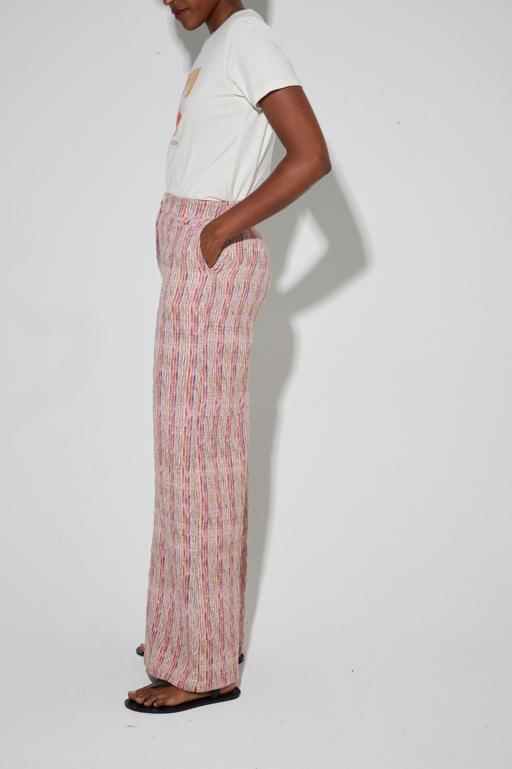 Pantalon Charlie Tissage Echo rose fabriqué en Italie
