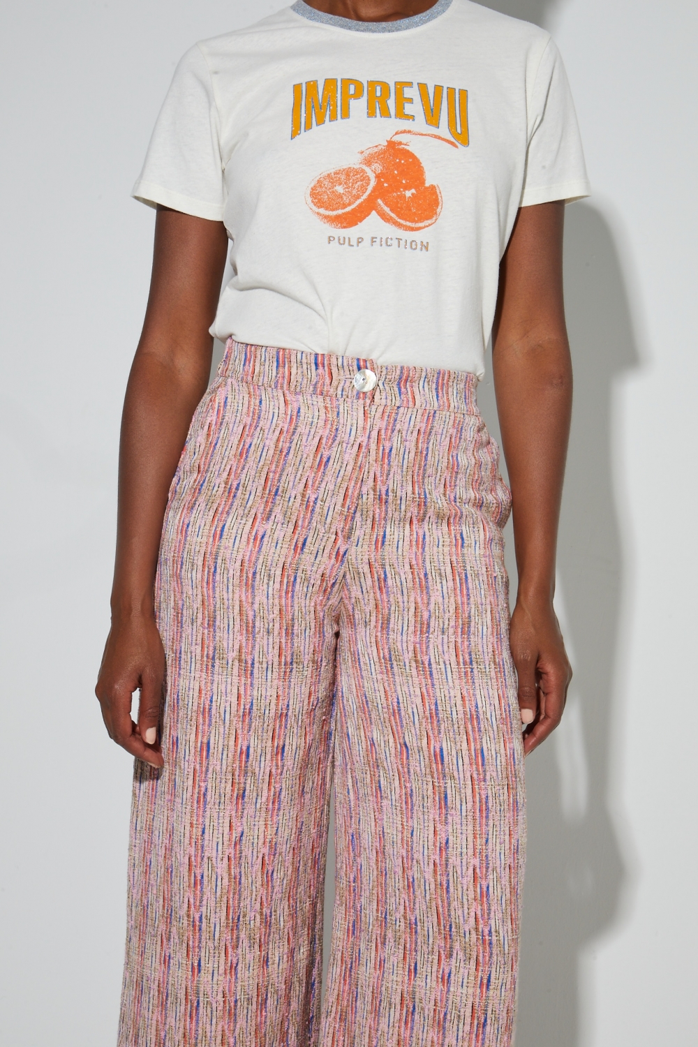 Pantalon Charlie Tissage Echo rose fabriqué en Italie