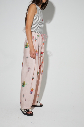 Alma-broek met Madone-print, gemaakt in Itali