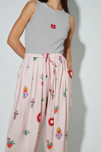 Alma-broek met Madone-print, gemaakt in Itali