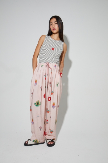 Alma-broek met Madone-print, gemaakt in Itali
