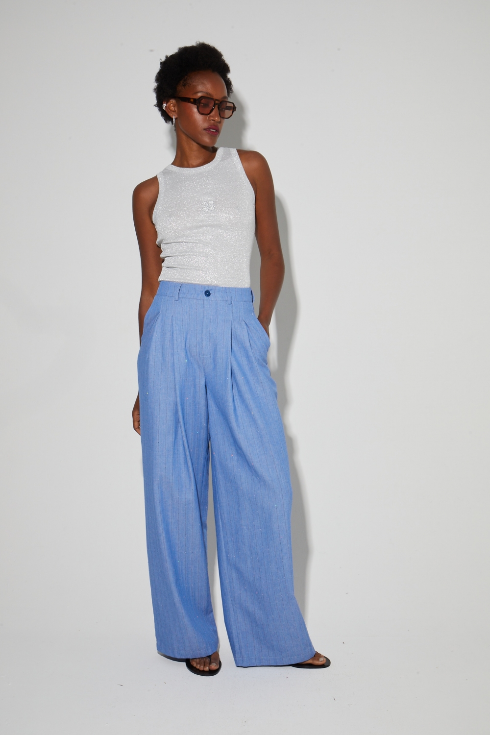 Pantalon Astrid éclat bleu, fabriqué en Italie