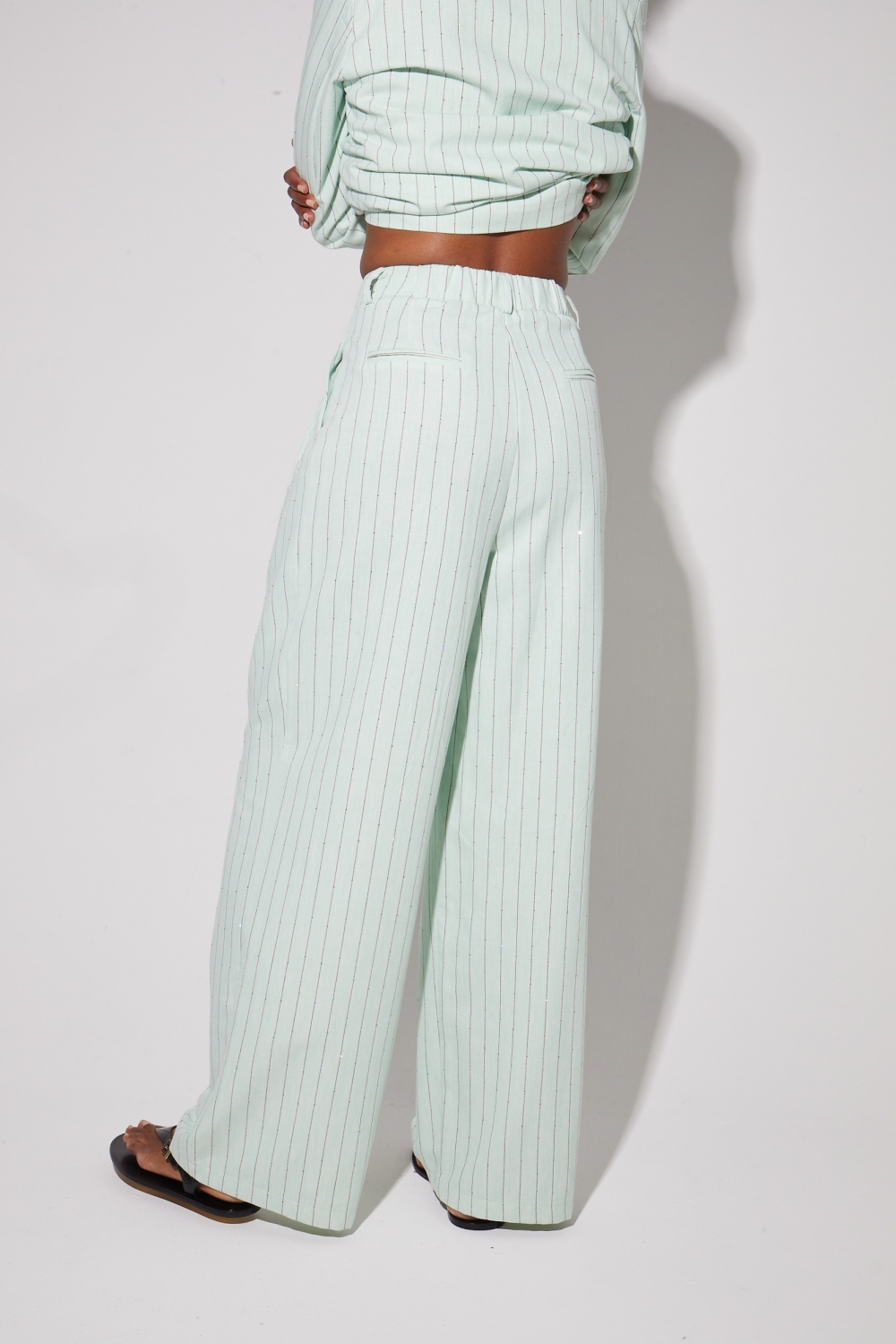 Pantalon Astrid éclat menthe, fabriqué en Italie