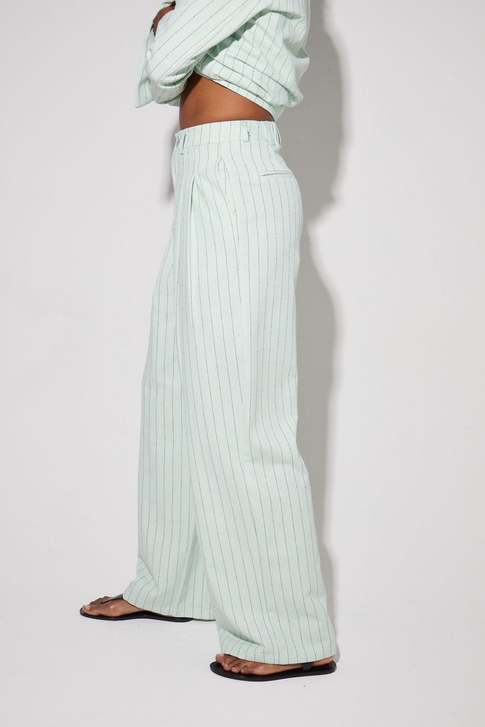 Pantalon Astrid éclat menthe, fabriqué en Italie