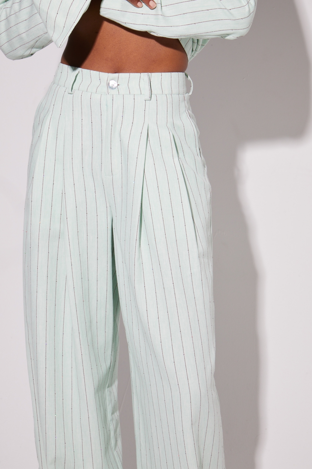 Pantalon Astrid éclat menthe, fabriqué en Italie