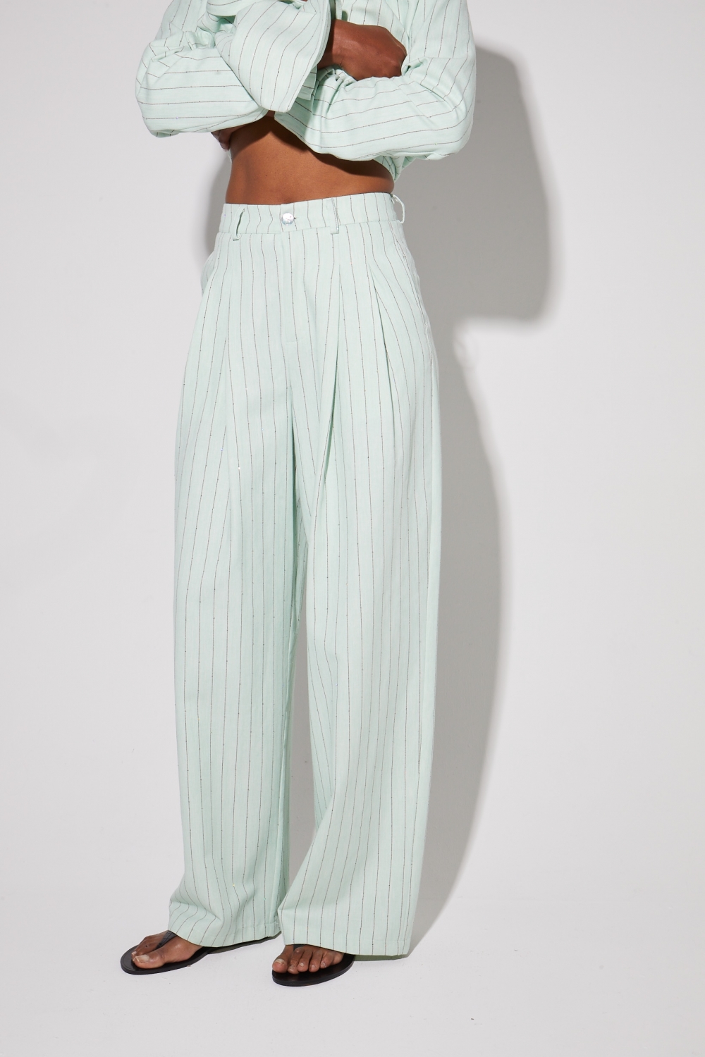 Pantalon Astrid éclat menthe, fabriqué en Italie