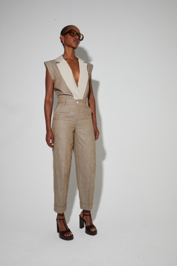 Pantalon Malou tissage coton lin fabriqué en Italie