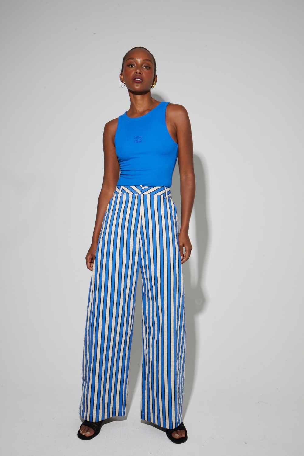 Rivieria blue broek, gemaakt in Italië