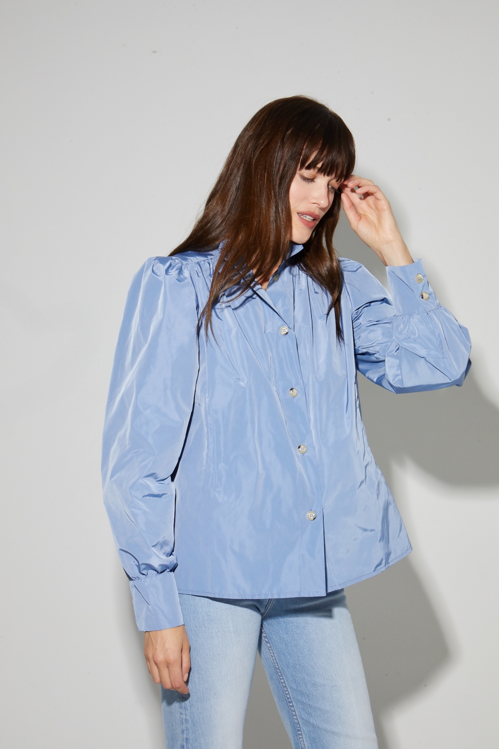 Parka Liv blauw denim, gemaakt in Italië