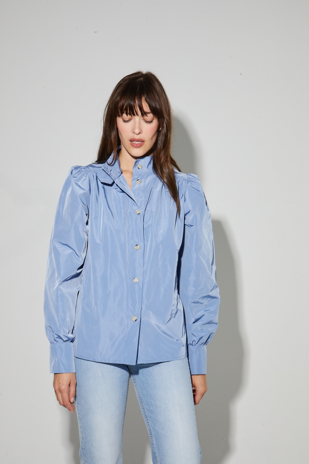 Parka Liv blauw denim, gemaakt in Italië
