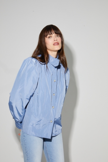 Parka Liv blauw denim, gemaakt in Italië