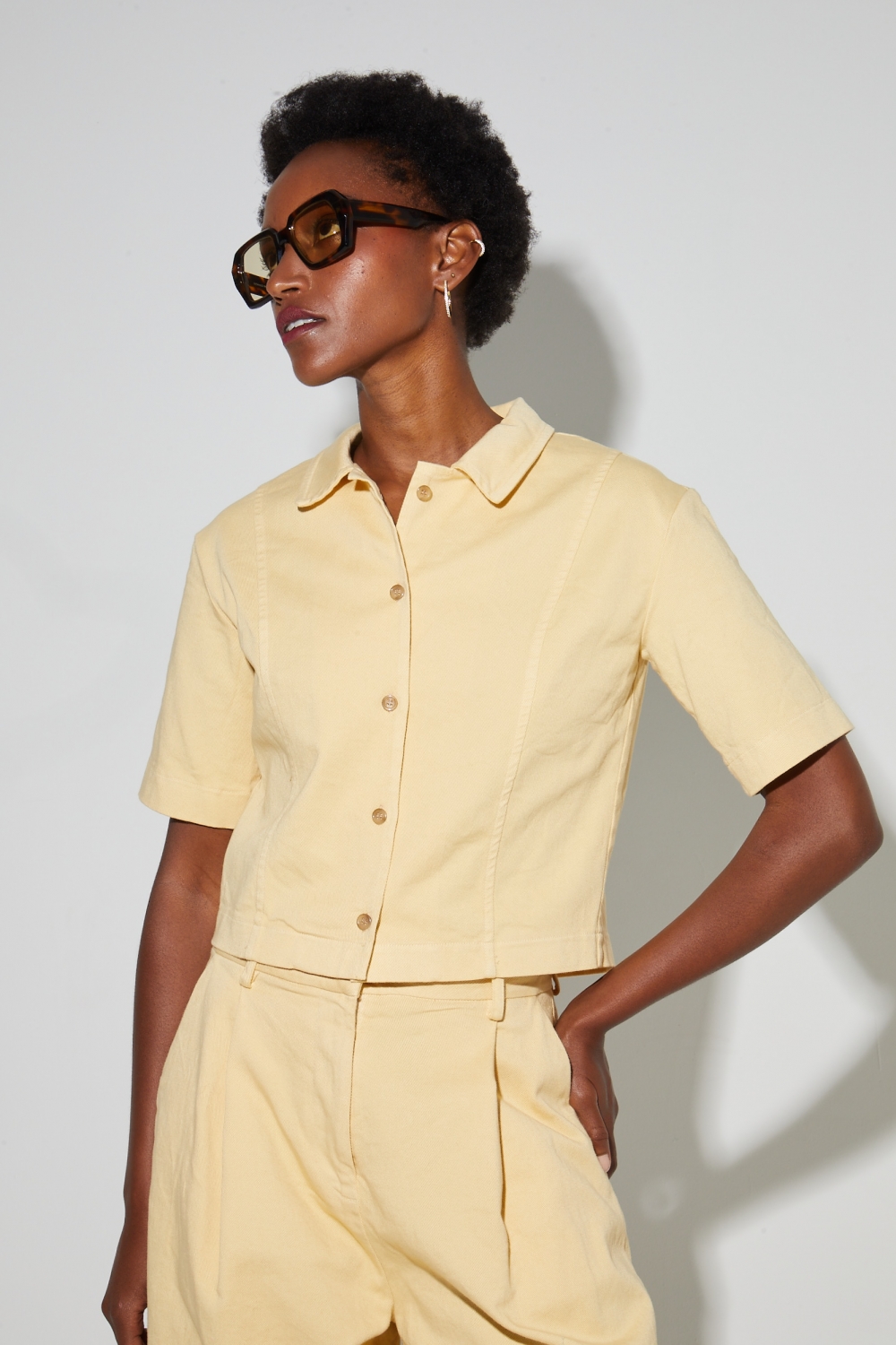 Chemise Mael denim vanille, fabriquée en Italie