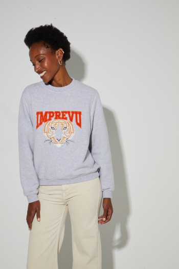 Sweatshirt Eddie Tigre geborduurd, gemaakt in Portugal