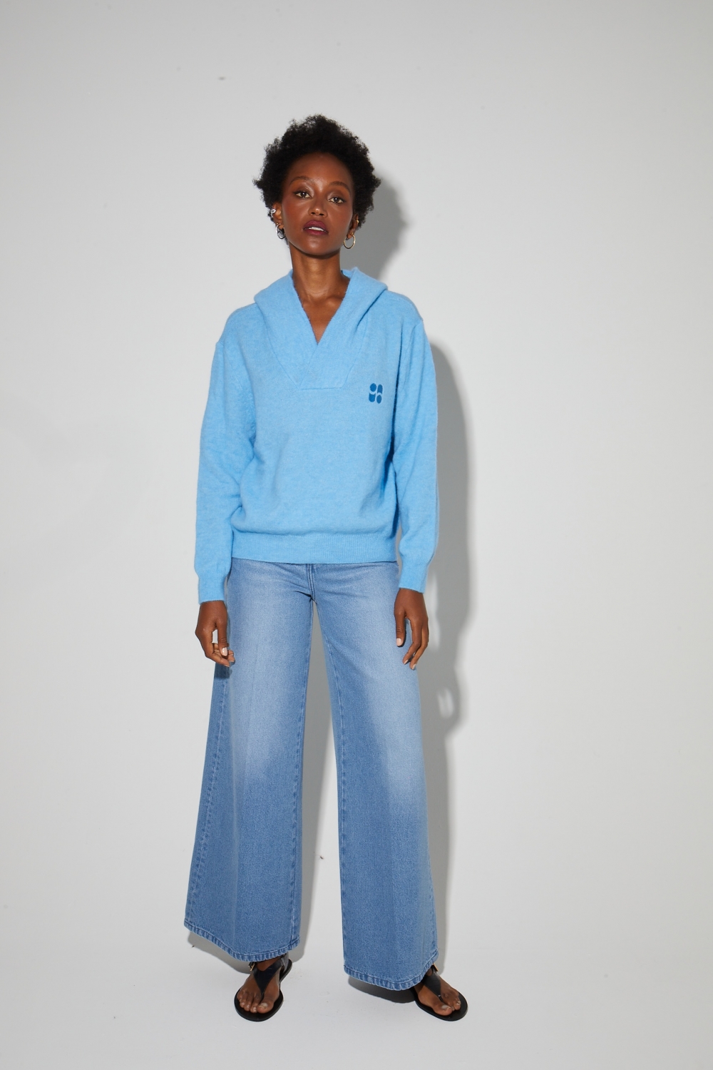 Sweatshirt Nola Alpaga Electric Blue fabriqué en Italie