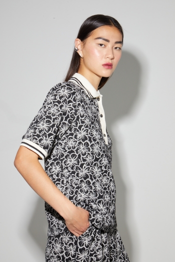 Polo Panama Flower black, fabriqué en Italie