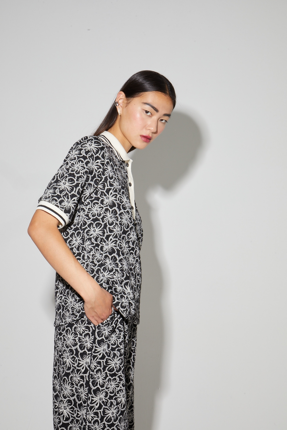 Polo Panama Flower black, fabriqué en Italie