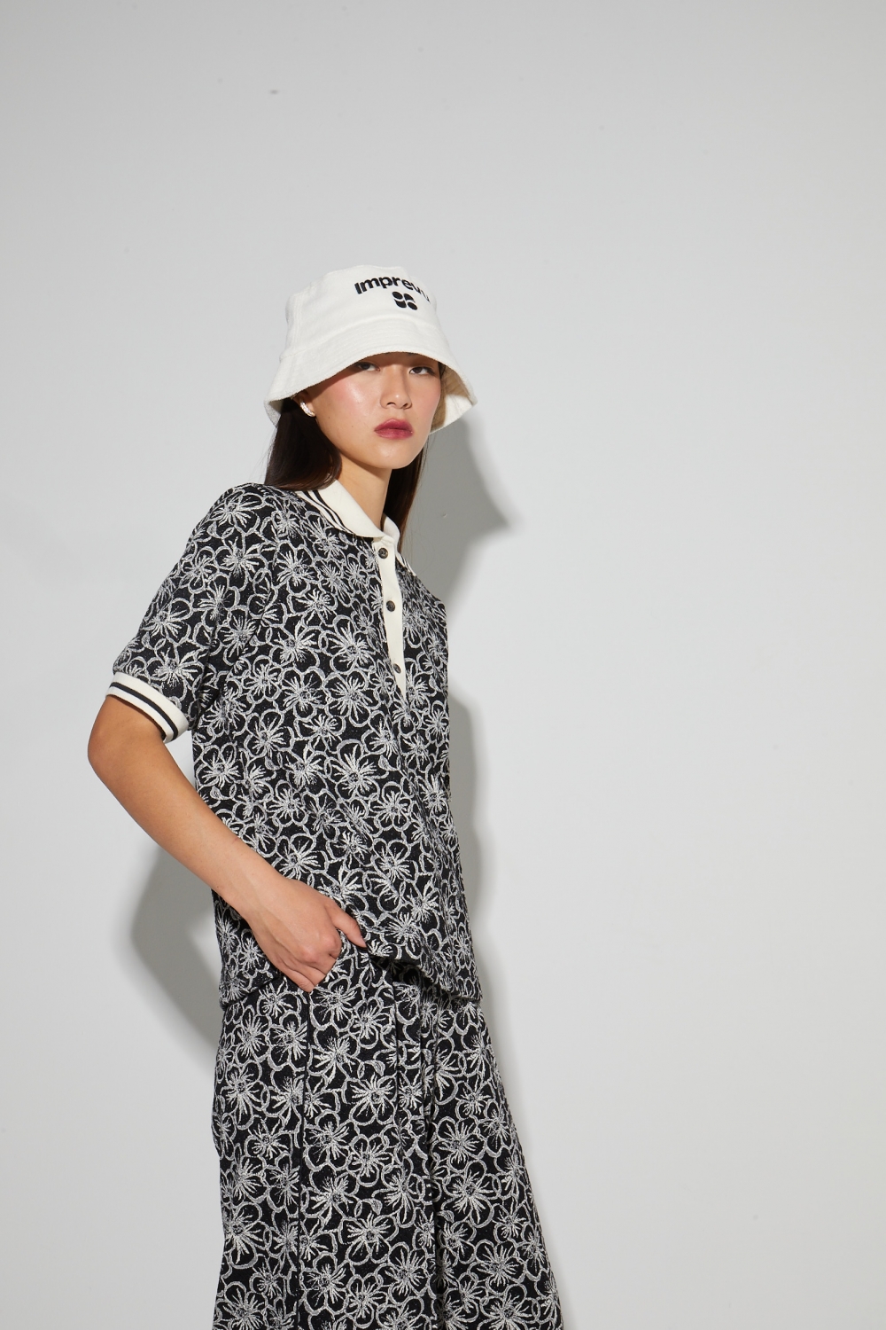 Polo Panama Flower black, fabriqué en Italie